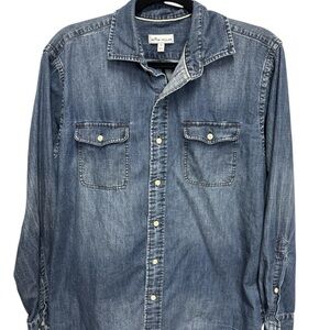 Peter Millar Blue Denim Button Down Shirt. Size Medium